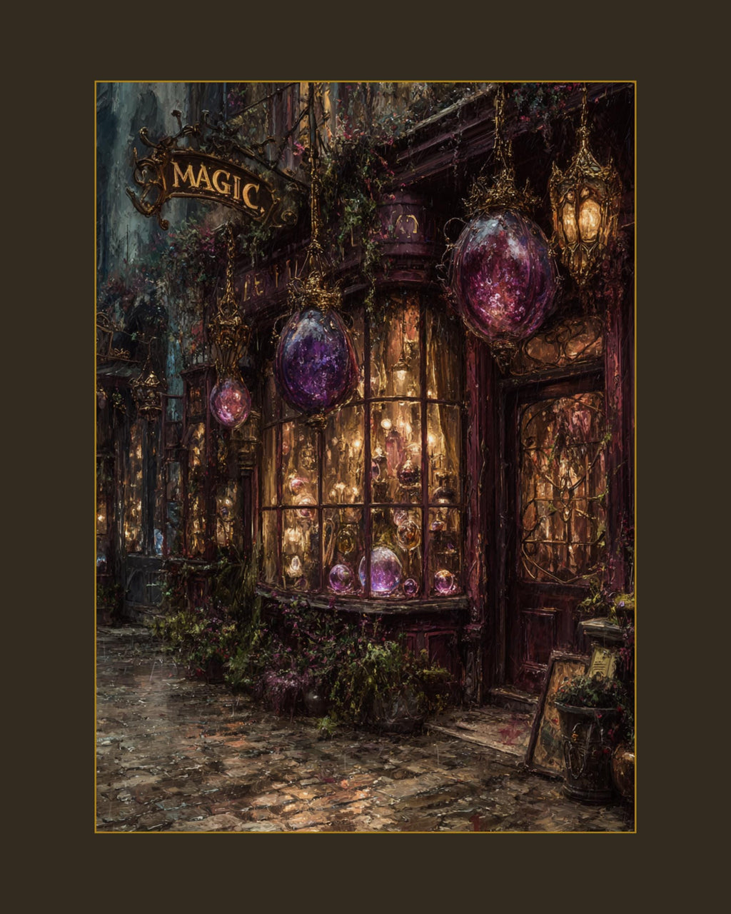 Magic Shop Art Print, Victorian Gothic Storefront Painting