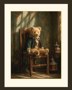 Victorian Teddy Bear Art Print, Antique Steiff Style, Dark Academia Moody Room Decor