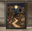 Celestial William Morris Inspired Woodland Print Moonlit Garden Path Nature Illustration