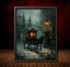 Victorian Horsedrawn Carriage Wall Art Print, Moody Dark Academia Vintage London Funeral Night Scene