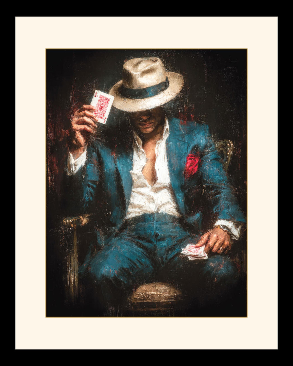 Gambler Wall Art Print, Card Player Man Painting 1920s Dark and Moody Room Decor