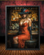 Woman in Red Dress at Bar Art Print, Glamorous Romantic Moody Room Wall Decor