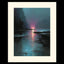 Moody Abstract Sunset Landscape Print, Dark Coastal Wall Art, Teal Pink Water Reflection Painting