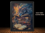 Fantasy Dragon Book Print, Mystical Serpent Wall Art Decor, Dark Academia Painting