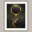 Golden Eclipse Wall Art, Black Moon Dripping Gold, Dark Moody Decor, Oil Painting Style