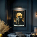 Fallen Angel Wall Art Print Gothic Golden Moon Dark Fantasy Romantic Angels Bereavement Decor