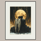 Fallen Angel Wall Art Print Gothic Golden Moon Dark Fantasy Romantic Angels Bereavement Decor