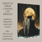 Fallen Angel Wall Art Print Gothic Golden Moon Dark Fantasy Romantic Angels Bereavement Decor