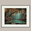 Firefly Forest Horizontal Art Print Golden Leaves Trailing Teal Lagoon, Magical Woodland Painting
