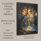 Willow Tree with Fairy Lights Print, Moonlit Lake Wall Art, Enchanted Dark Academia Painting