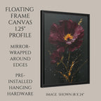 Burgundy Daisy Wall Art Print, Purple Gold Flower Oil Style Painting, Minimalist Floral Decor