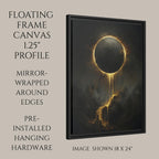 Golden Eclipse Wall Art, Black Moon Dripping Gold, Dark Moody Decor, Oil Painting Style