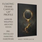 Golden Eclipse Wall Art, Black Moon Dripping Gold, Dark Moody Decor, Oil Painting Style