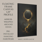Golden Eclipse Wall Art, Black Moon Dripping Gold, Dark Moody Decor, Oil Painting Style