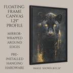 Black Leopard Wall Art Print, Gold Accent, Dark Academia Panther Jungle Animal Decor