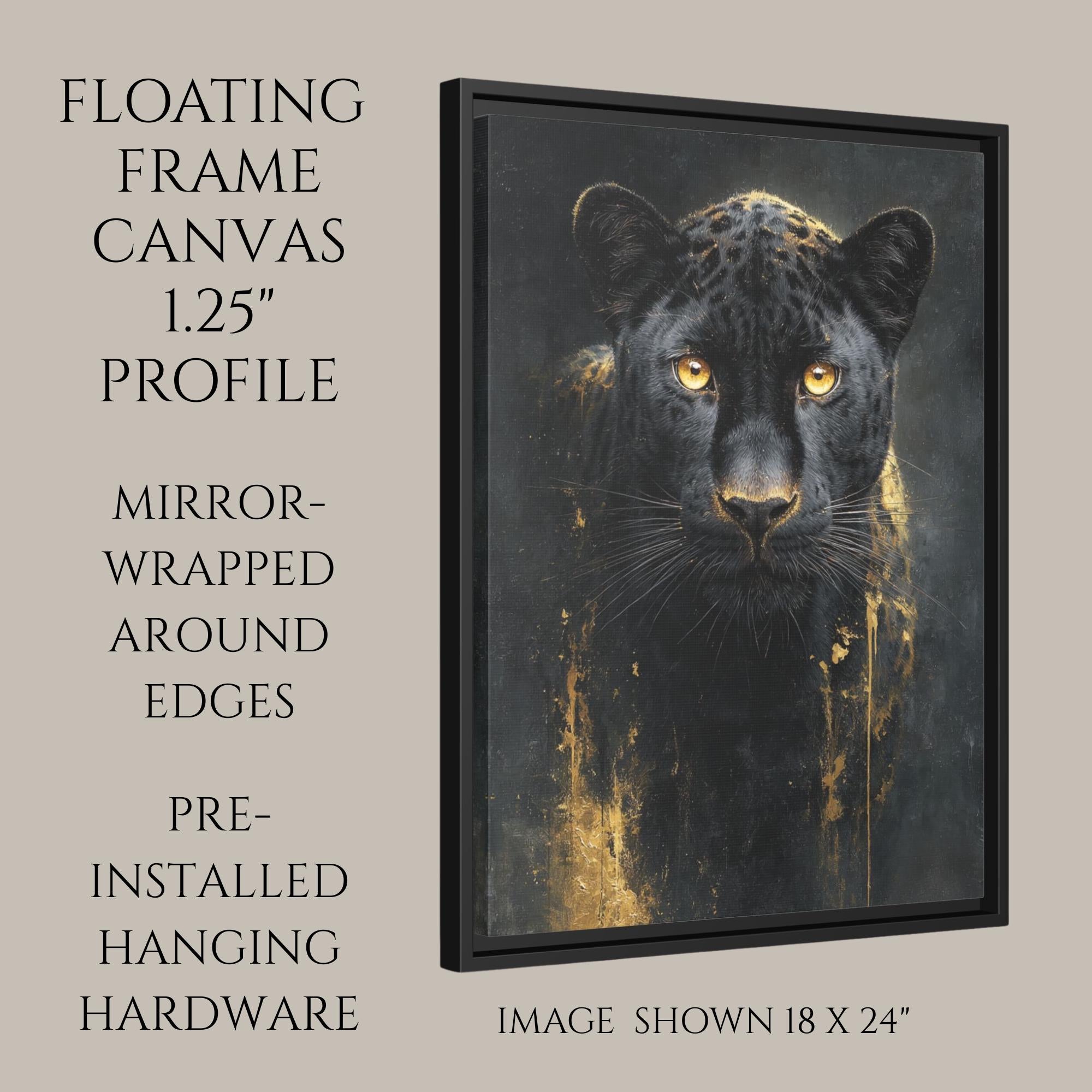Black Leopard Wall Art Print, Gold Accent, Dark Academia Panther Jungle Animal Decor
