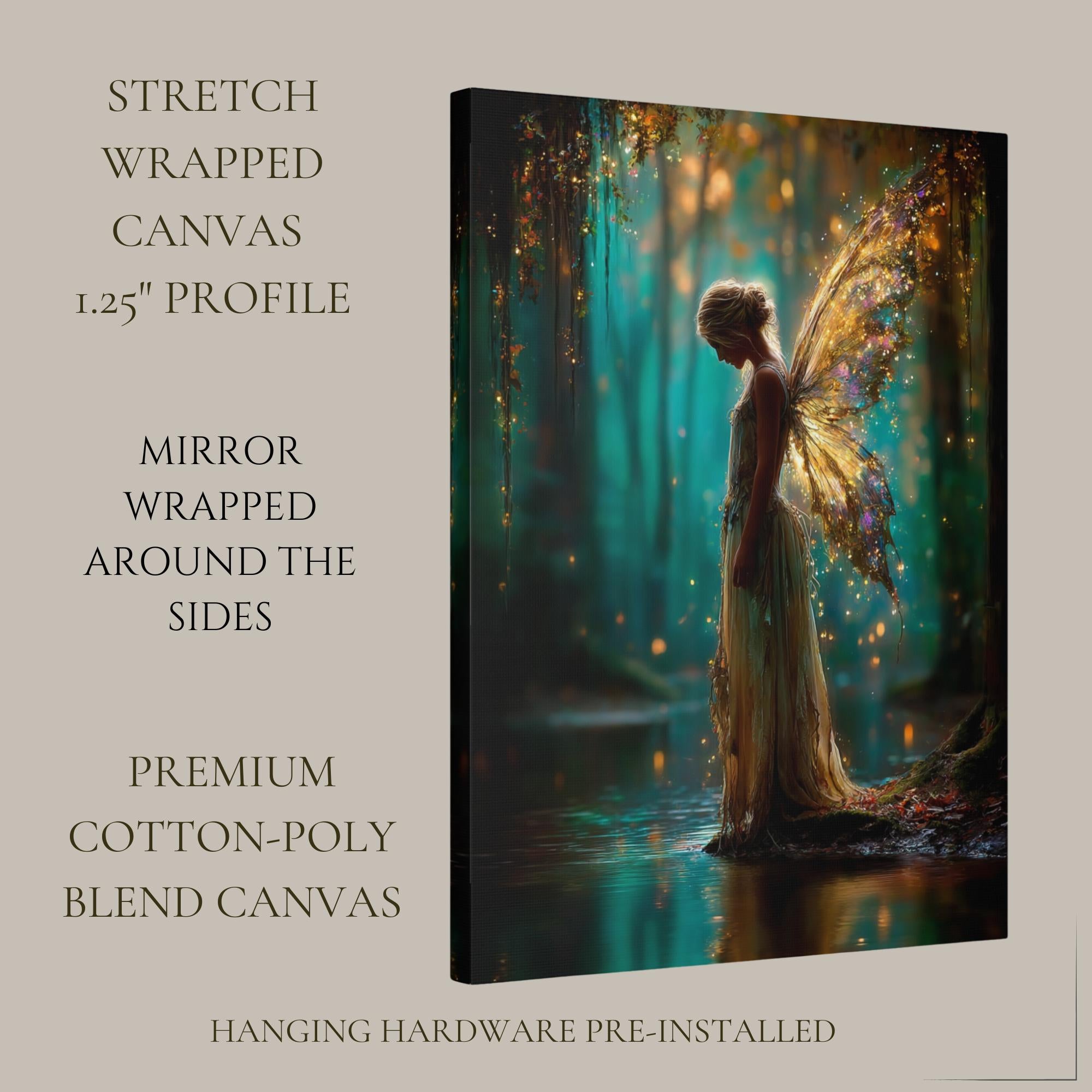 Blond Hair Forest Fairy Art Print Teal Gold Fantasy Enchanted Magical Woodland Painting