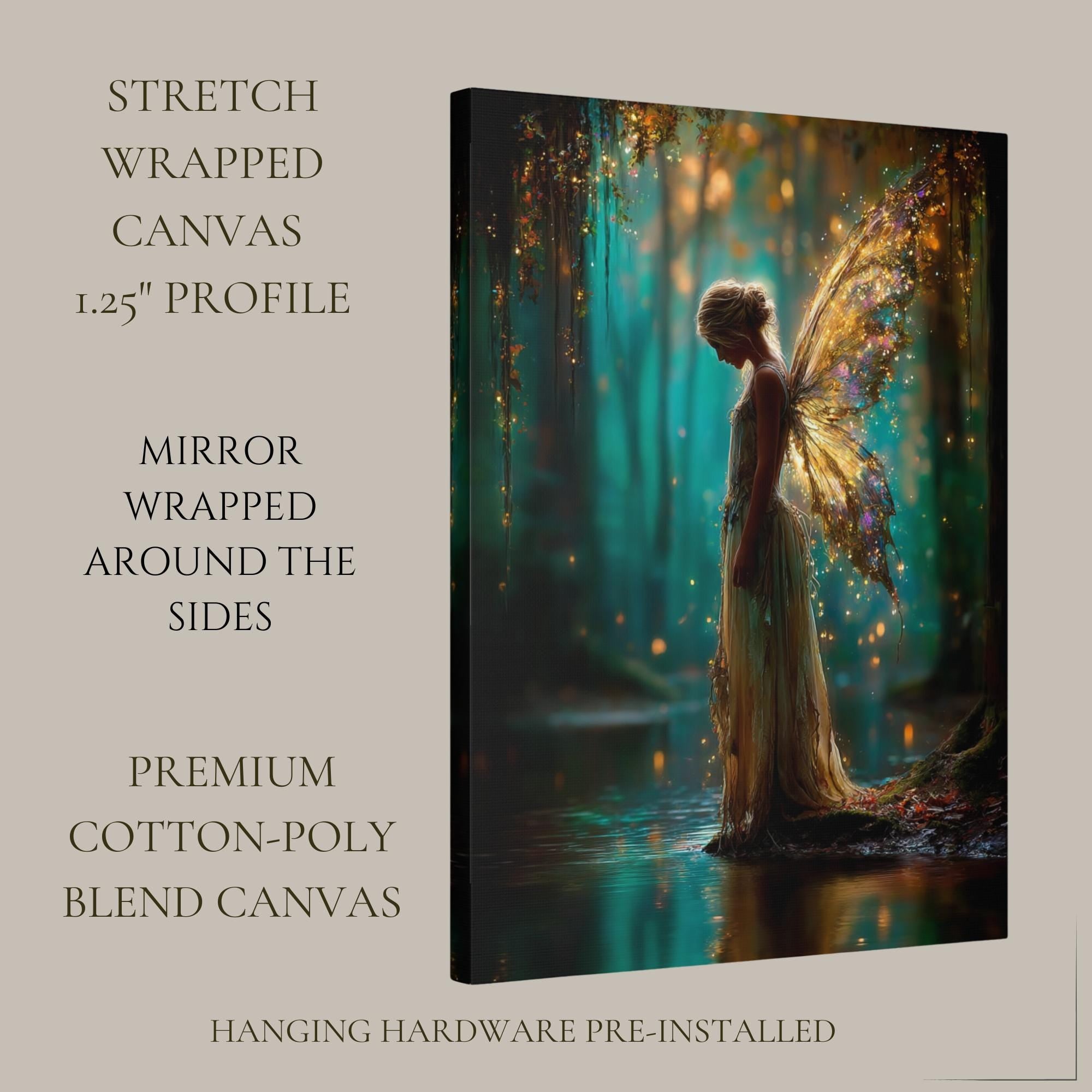 Blond Hair Forest Fairy Art Print Teal Gold Fantasy Enchanted Magical Woodland Painting