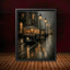 Victorian Tram Wall Art Print, Moody Rainy Street Scene, Dark Academia Gothic City Decor