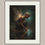 Tattooed Fairy Wall Art Print, Golden Wings Fantasy Painting, Dark Fairycore Enchanted Forest Decor
