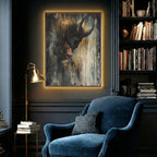 Black Horned Demon and Woman Art Print Dark Fantasy Gold Drip Occult Devil Decor