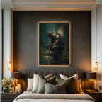 Male Angel Wall Art Tattooed Man Winged Fae Print Fantasy Guardian Decor Moody Masculine
