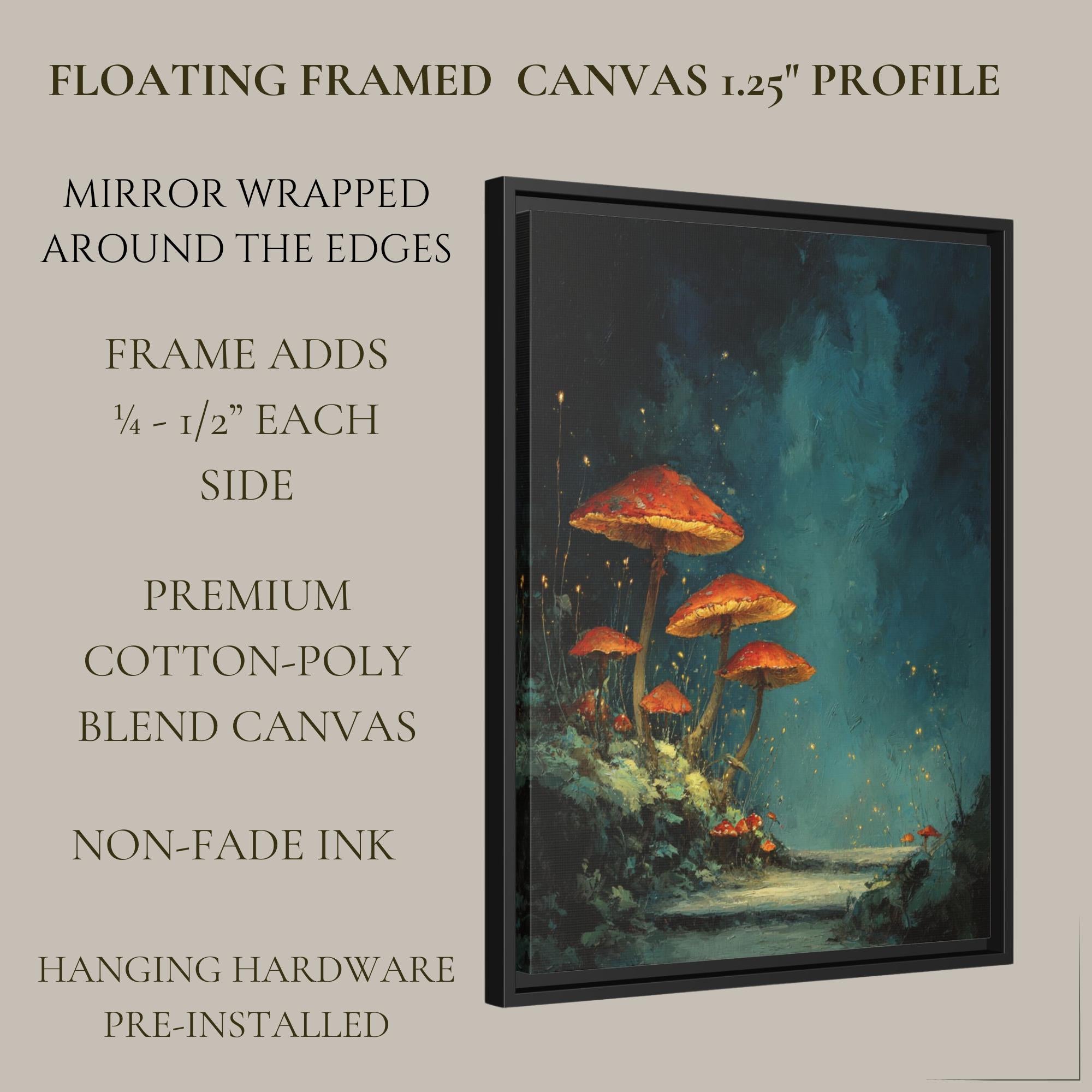 Whimsicore Toadstool Wall Art Red Glowing Mushroom Print Teal Blue Forest Glow Fairycore Decor