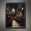 Stained Glass Window Chapel Wall Art Print Victorian Church Interior Glowing Lantern Lights Painting