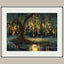 Firefly Forest Horizontal Art Print Golden Willow Tree Leaves Trailing, Enchanted Woodland Painting
