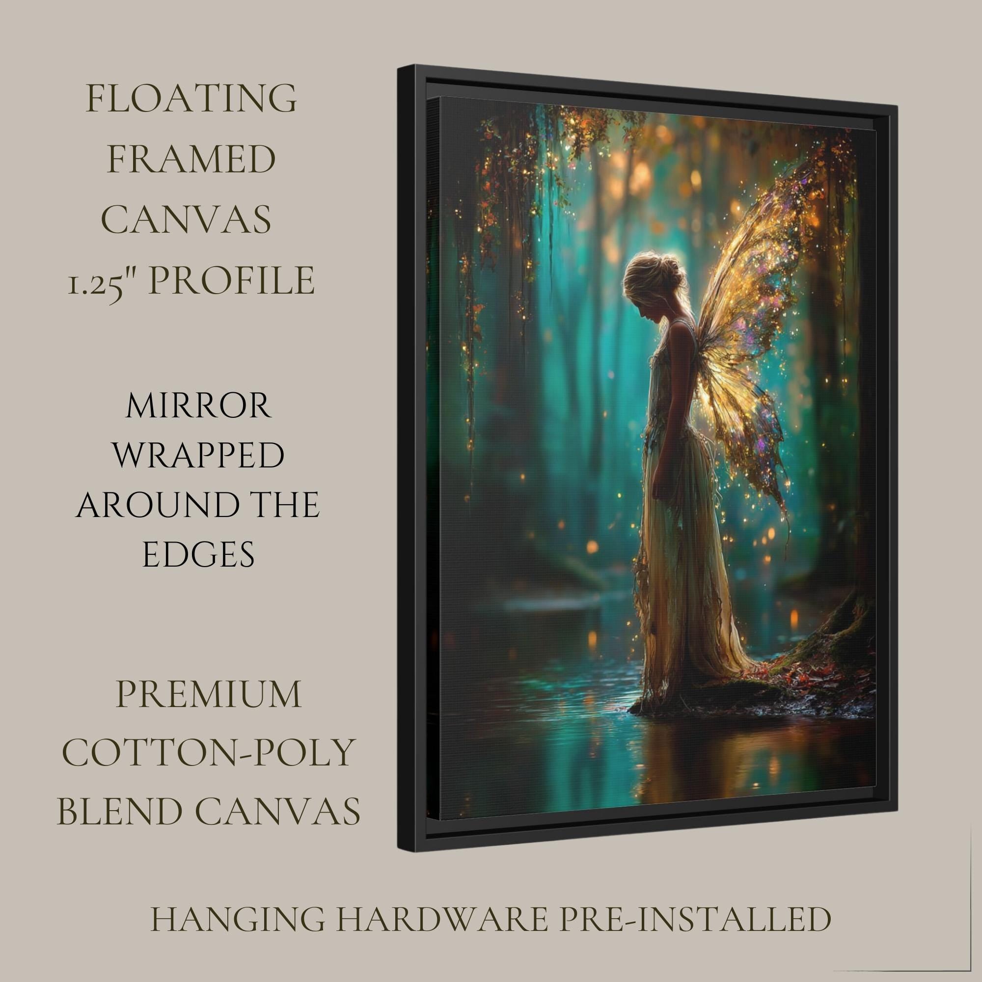 Blond Hair Forest Fairy Art Print Teal Gold Fantasy Enchanted Magical Woodland Painting