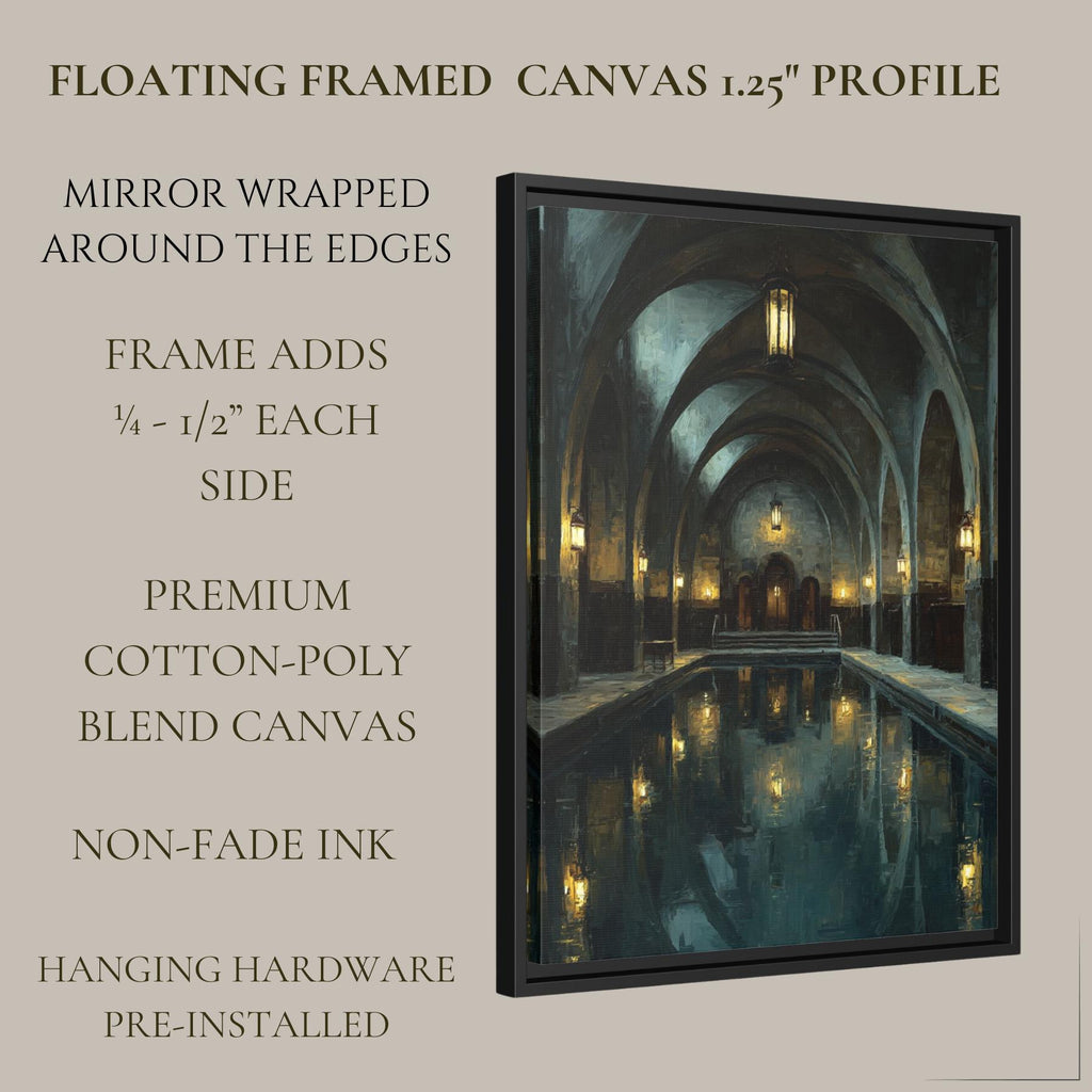 Victorian Bathhouse Corridor Art Print, Dark Academia Architecture, Gothic Spa Interior, Moody Historic Baths