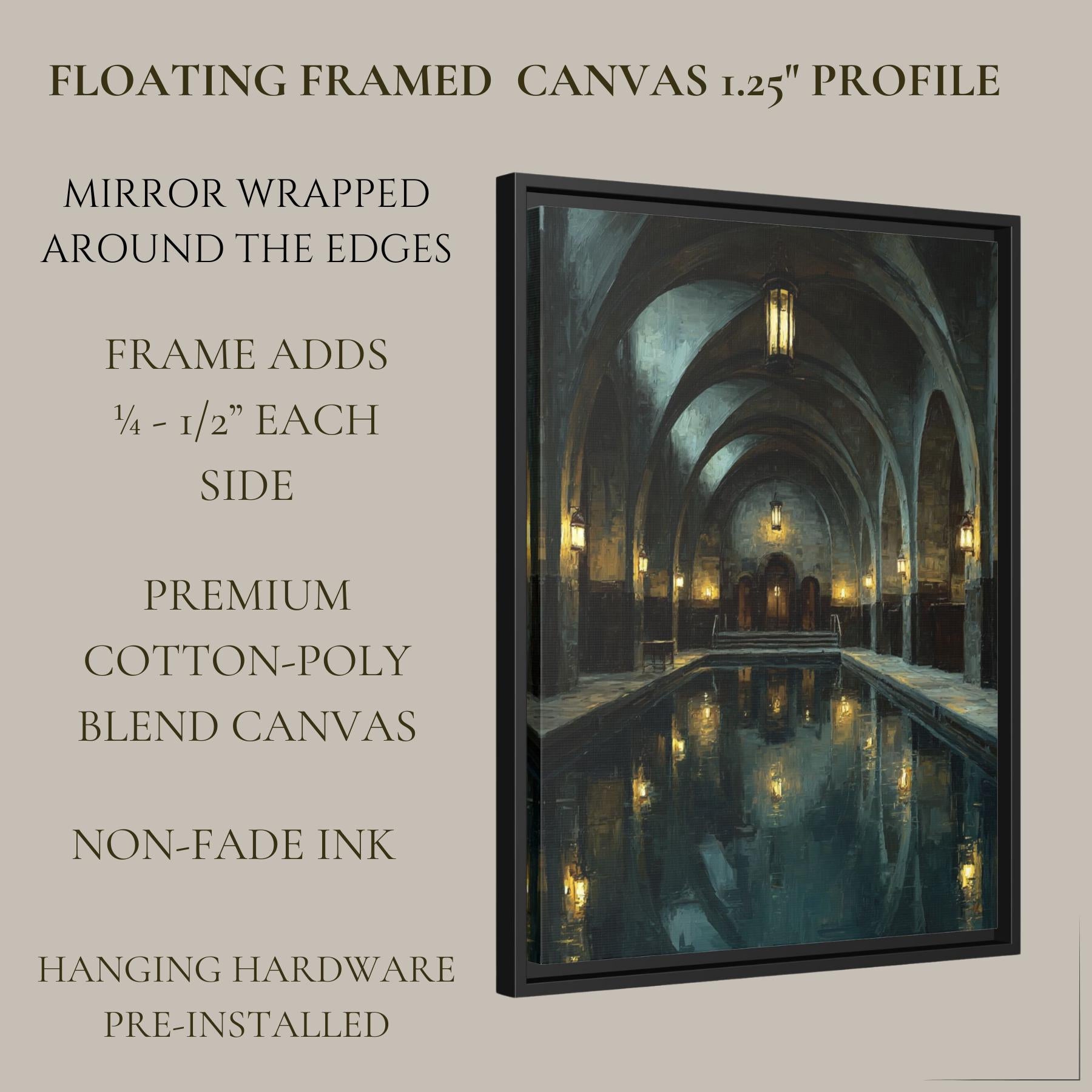 Victorian Bathhouse Corridor Art Print, Dark Academia Architecture, Gothic Spa Interior, Moody Historic Baths
