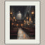 Stained Glass Window Chapel Wall Art Print Victorian Church Interior Glowing Lantern Lights Painting