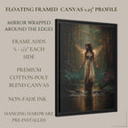 Golden Wing Fairy Wall Art Print, Enchanted Forest Fae Woman Painting, Magical Fairycore Decor