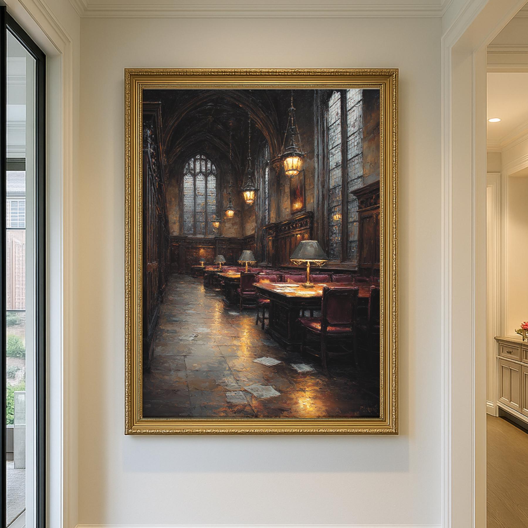 Library Wall Art, Historic Reading Room Print, Moody Book Lover Decor, Historic Study Painting Secondary image