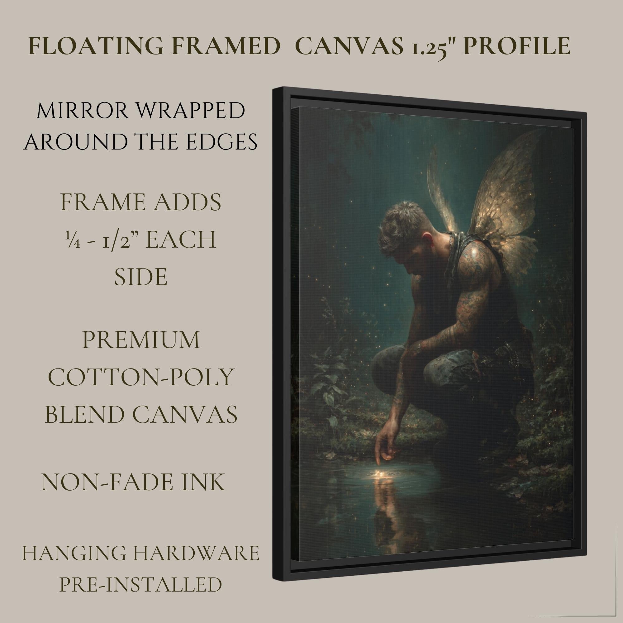 Male Angel Wall Art Tattooed Man Winged Fae Print Fantasy Guardian Decor Moody Masculine