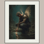 Male Angel Wall Art Tattooed Man Winged Fae Print Fantasy Guardian Decor Moody Masculine