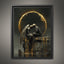 Angel and Lover Under Golden Eclipse Moon Art Print, Romantic Wall Art Celestial Painting