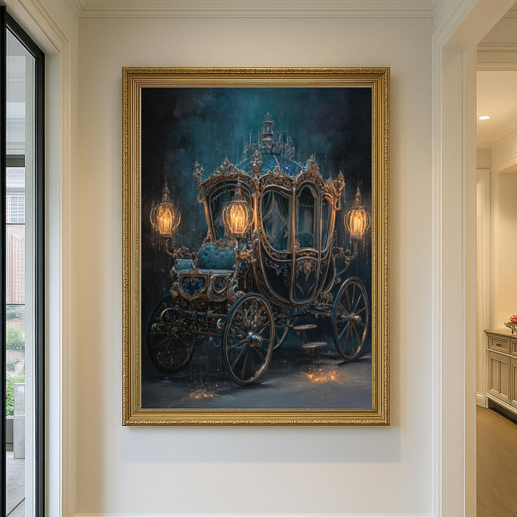 Gothic Fairytale Carriage Wall Art, Enchanted Ornate Coach Print, Dark Academia Fantasy Decor