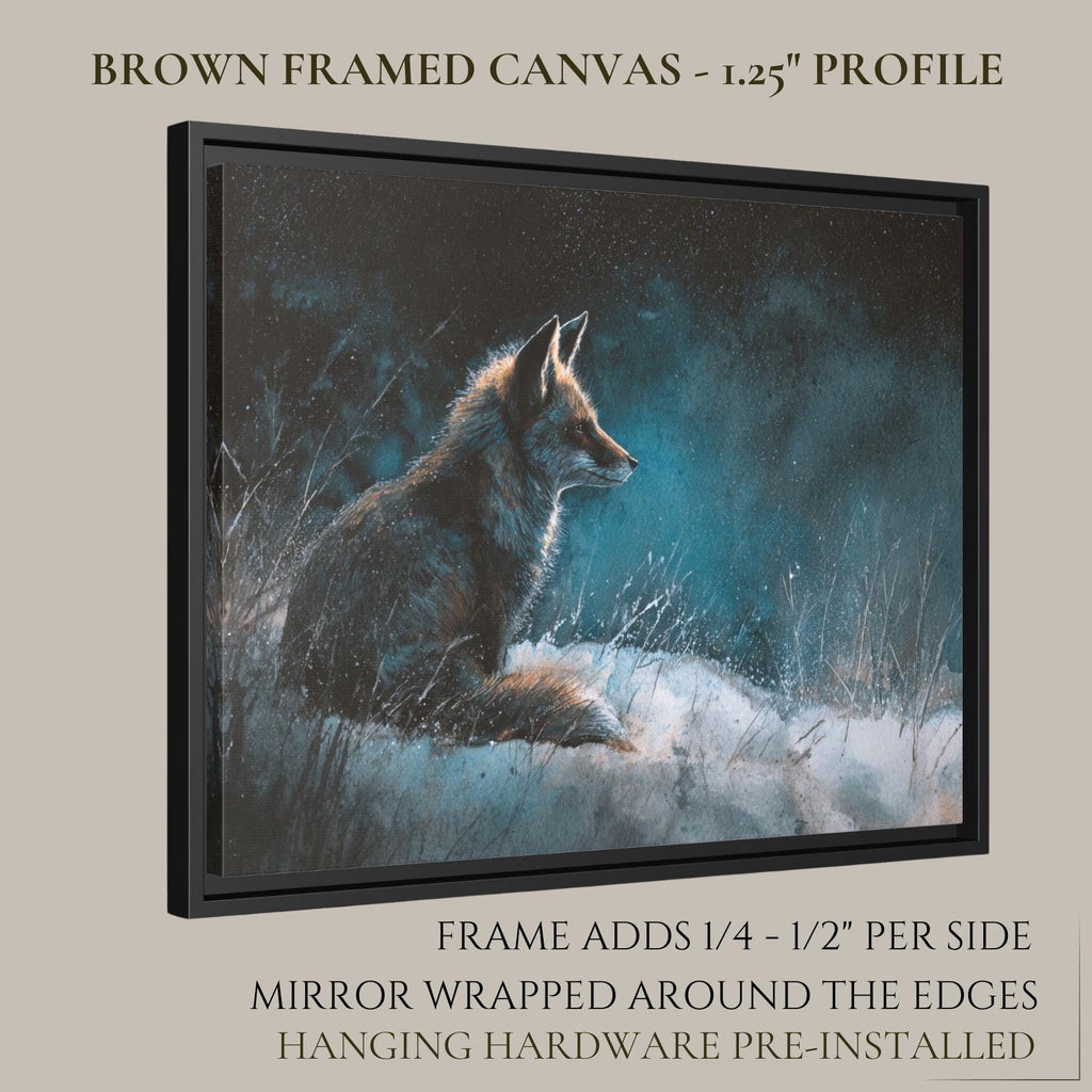 Fox Wall Art Print Woodland Animal Painting Winter Artwork Dark Moody Nature Decor