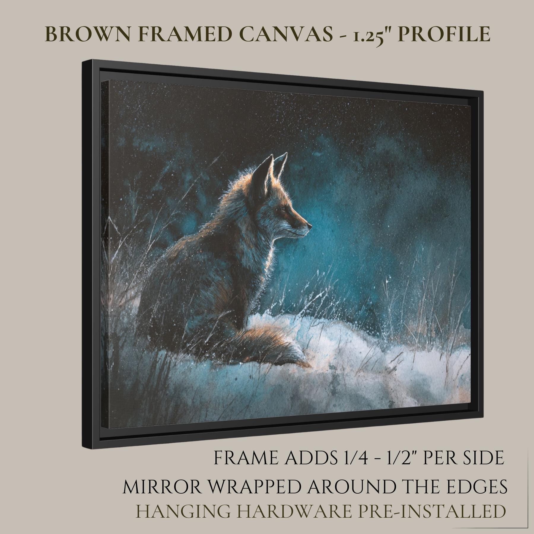 Fox Wall Art Print Woodland Animal Painting Winter Artwork Dark Moody Nature Decor