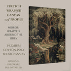 Moonlit Willow Tree Print, Dark Academia Romantic Forest Art, William Morris Inspired Nature Decor