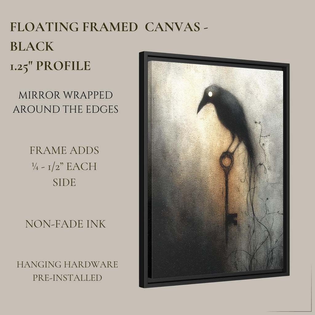 Gothic Raven Wall Art Print Dark Academia Crow Antique Key Moody Neutral Home Decor