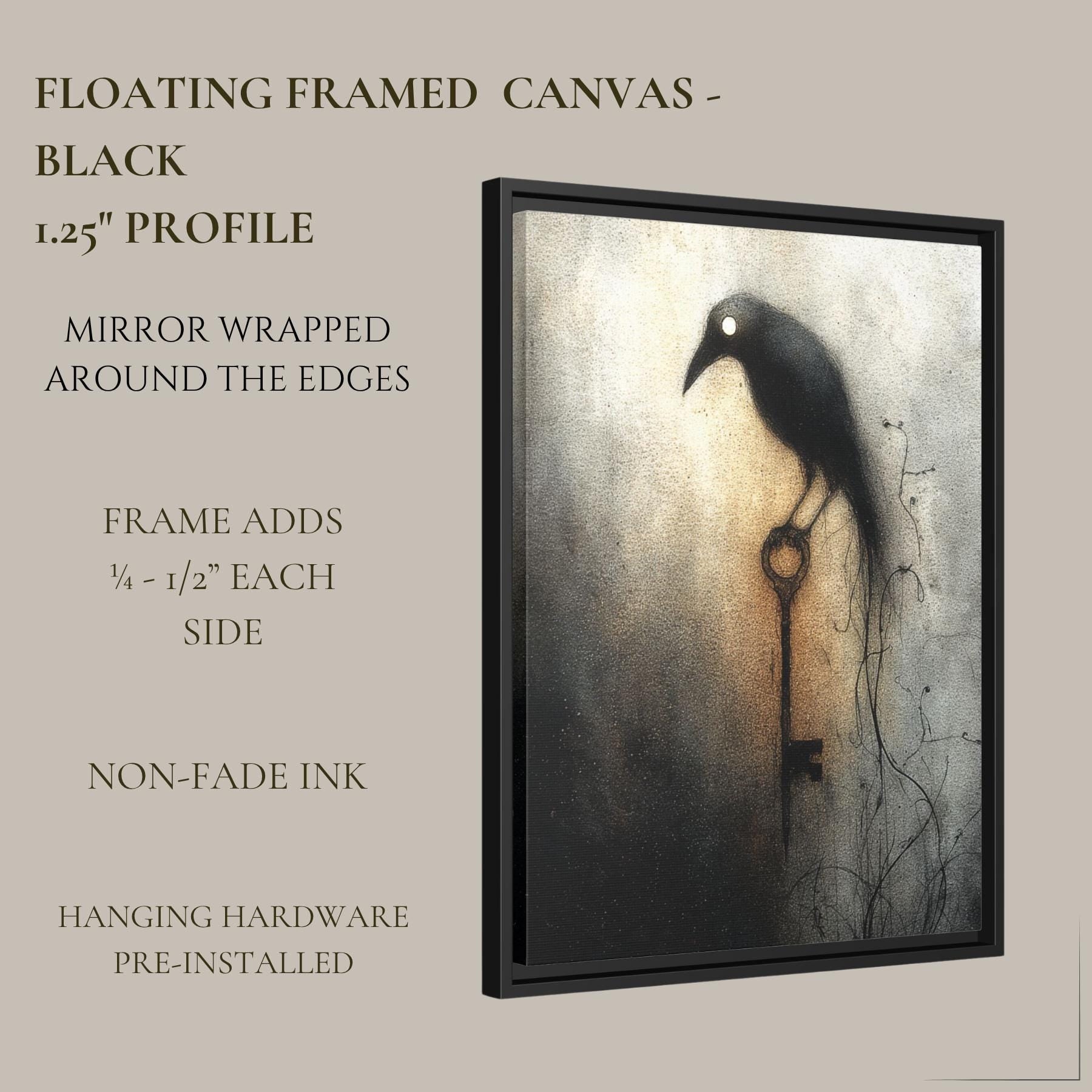Gothic Raven Wall Art Print Dark Academia Crow Antique Key Moody Neutral Home Decor