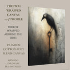 Gothic Raven Wall Art Print Dark Academia Crow Antique Key Moody Neutral Home Decor