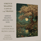 Moonlit Cherry Tree Print, Dark Academia Romantic Forest Art, William Morris Inspired Nature Decor