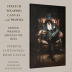 Mafia Boss Wall Art Print, Man in Suit and Fedora with Whiskey Painting