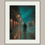 Foggy Victorian Street Wall Art, Mysterious Figure Print, Dark Academia Gothic London Night Scene