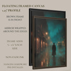 Foggy Victorian Street Wall Art, Mysterious Figure Print, Dark Academia Gothic London Night Scene