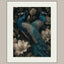 Peacock and Lily Wall Art Print, Blue Bird Canvas, Elegant Floral Maximalist Decor